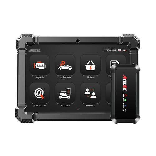 ANCEL X7 car code reader menu with ABS bleeding and key programming