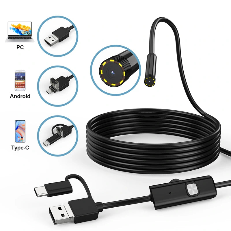 ANCEL 16.4ft/5.5mm Waterproof WiFi Camera Endoscope 3-in-1 Borescope A