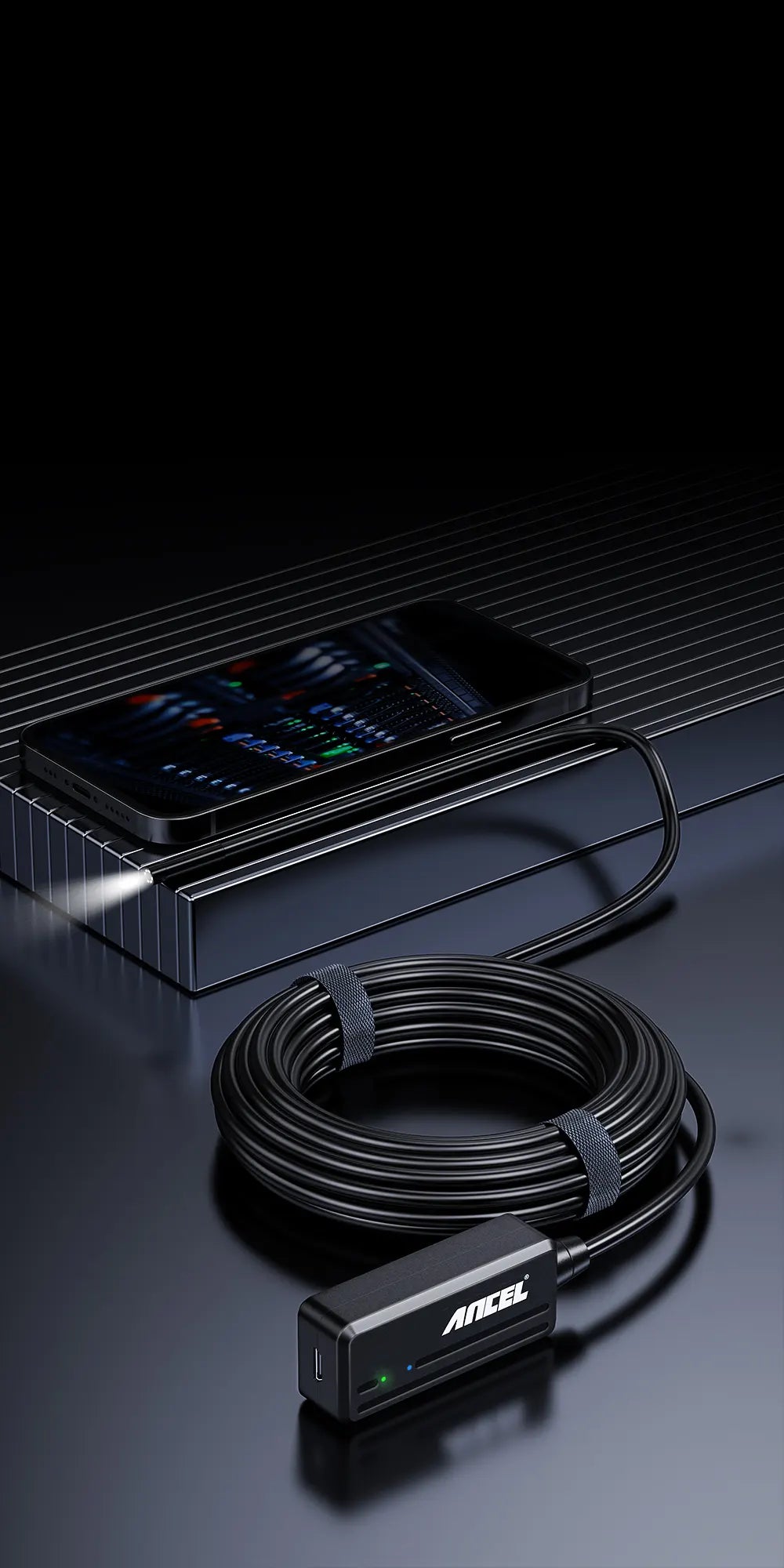 ANCEL AN302 Articulating Industrial Endoscope - Dual Camera Borescope With 4.3" Screen