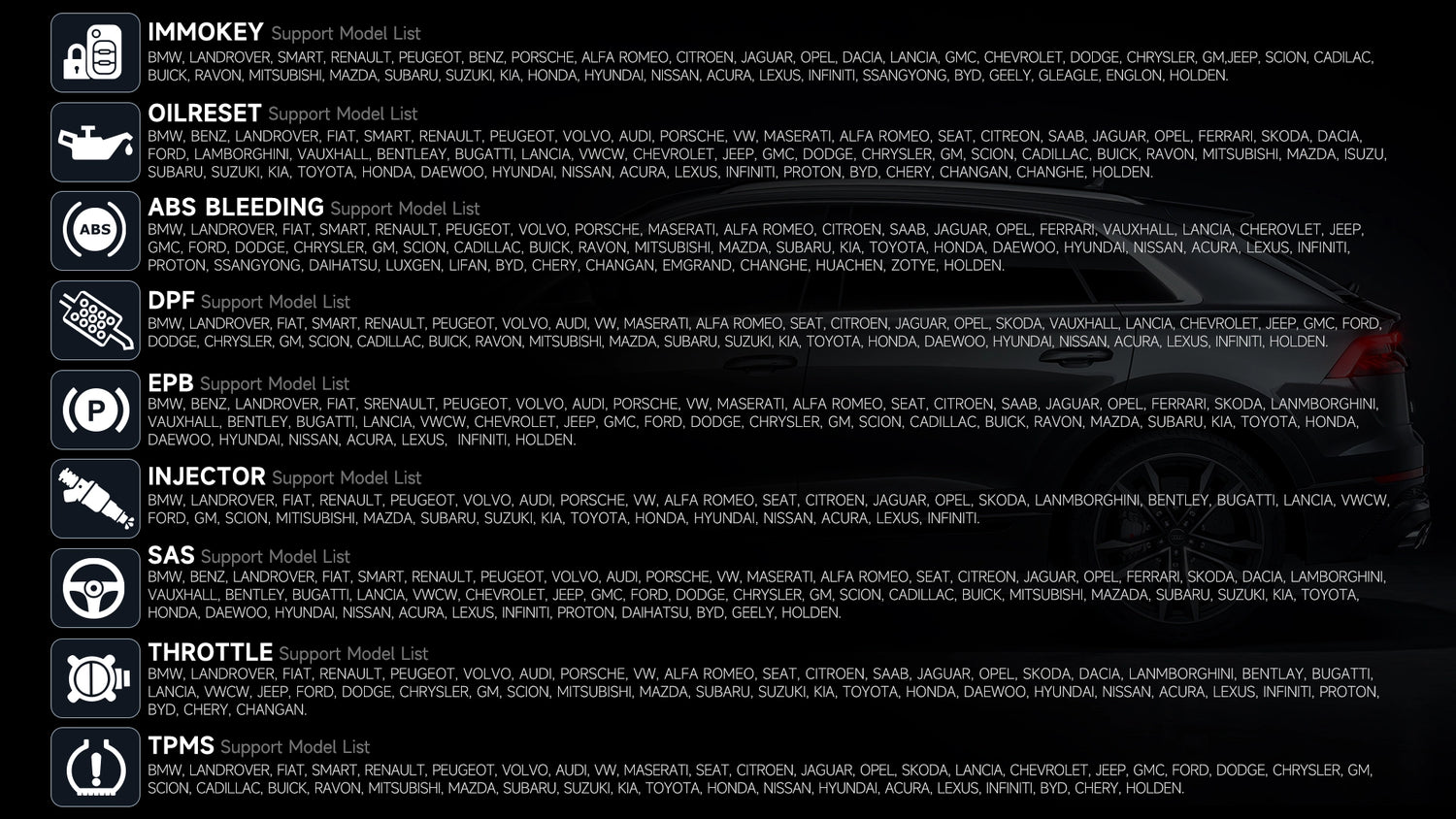 Ancel X7 scanner for car​ 9 special functions ABS bleeding, injector coding and more.

