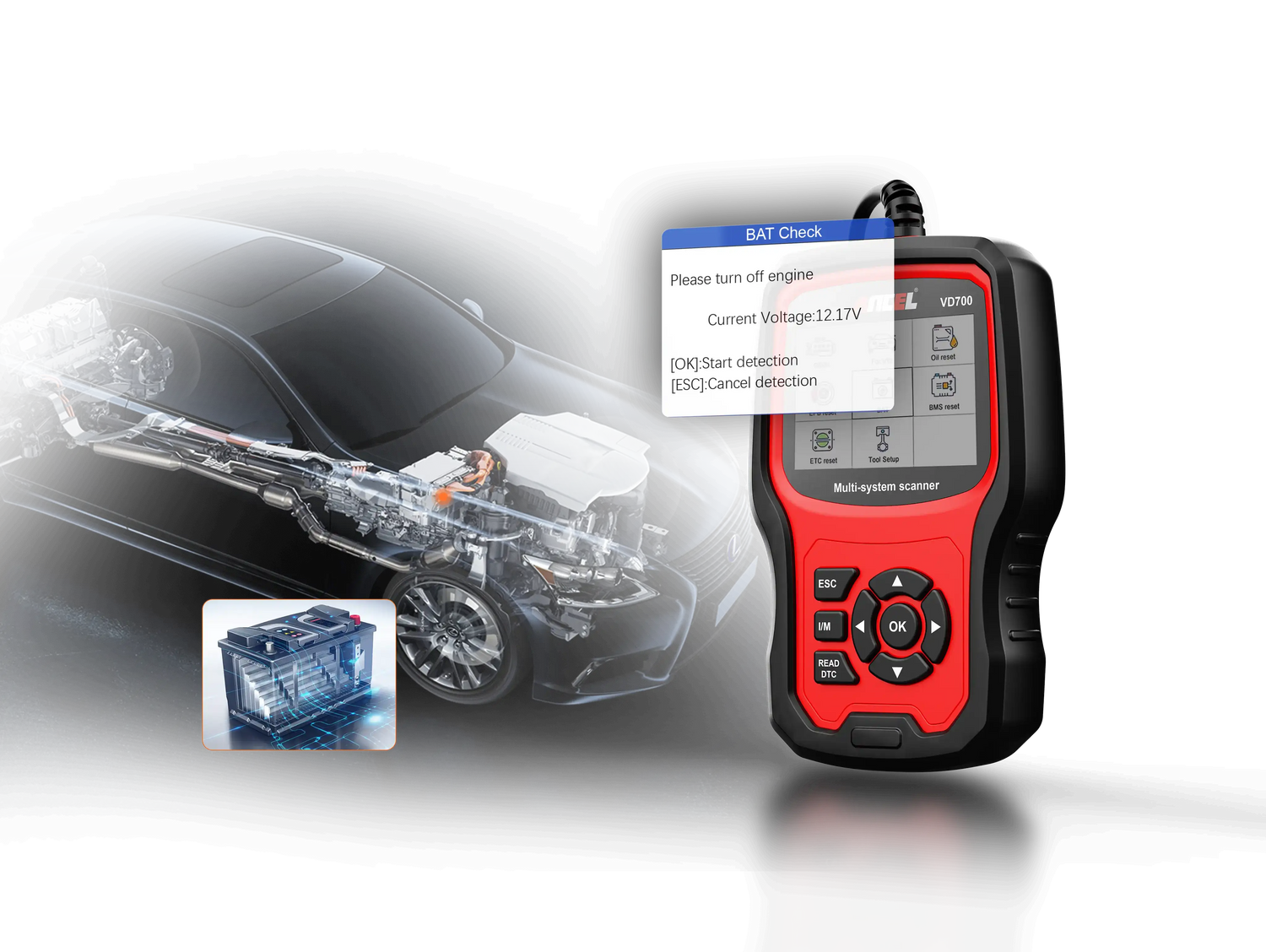 ANCEL VD700 All System Diagnostic Tool OBD2 Scanner Code Reader EPB DPF Oil  TPS 98841567455