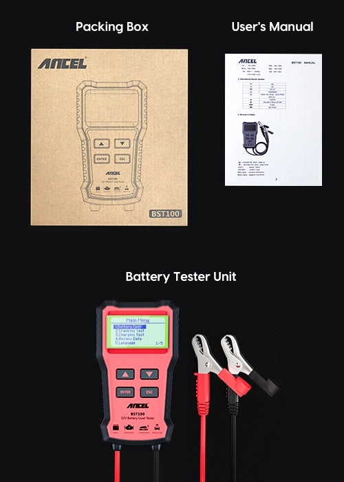 ANCEL BST100 Auto Batterie Tester 12V Batterie Analyzer Ankurbeln Lade  Circut Test Batterie Tester Auto Diagnose Scanner Werkzeuge PK BM550