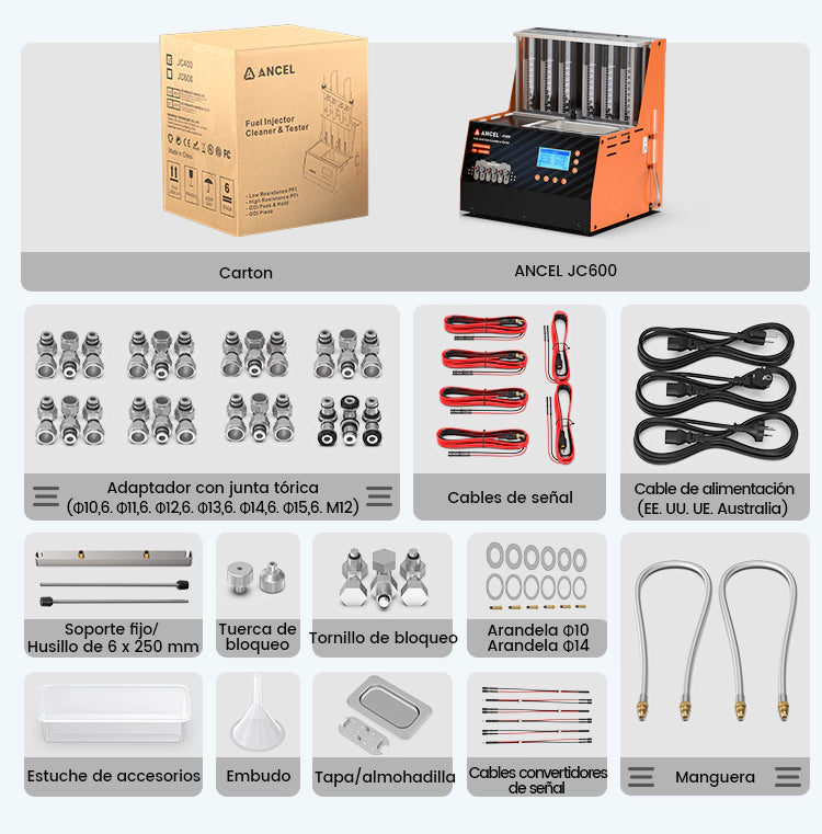 Jc600 R ANCEL JC600 GDI Piezo 6-Cylinder Car Fuel Injector Tester Cleaner Mach